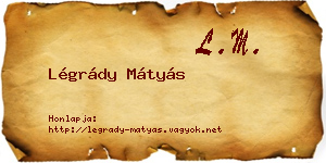 Légrády Mátyás névjegykártya